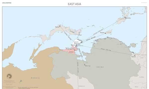 주한미군이 공개한 뒤집힌 한반도 지도