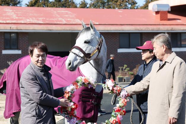 세계 챔피언 출신 경주마 '닉스고' 제주 입성…올해 130두 무상 교배