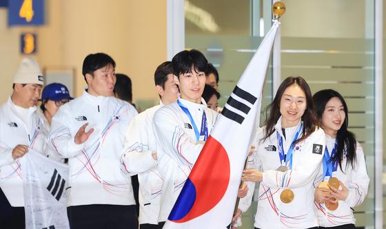 밀라노·코르티나담페초 동계올림픽 선수단 '금의환향'