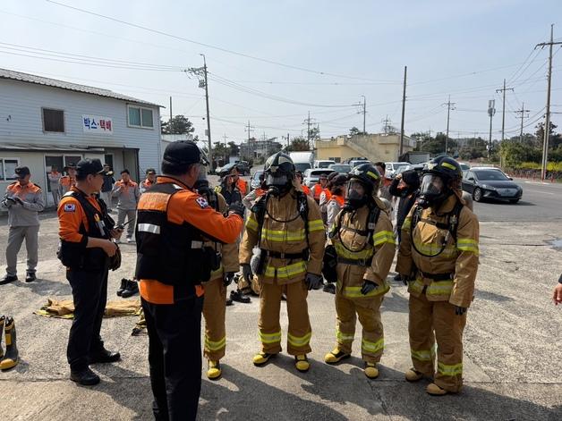 제주 동부소방서, 의용소방대 현장 대응 역량 강화 훈련 