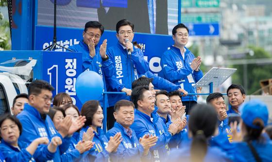 정원오, 첫 주말 유세전