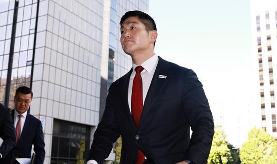 '정원오 출장 의혹 제기' 김재섭, 경찰 출석